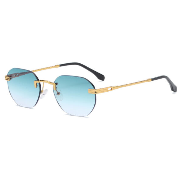 New Vintage Color Film Rimless Sunglasses For Men And Women Small Frame Street Hip-Hop Fashionable Sunglasses Trend Glasses - Image 9