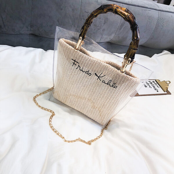 Small Handbag Transparent Women Hand Bags Chain Straw bag Lady Travel Beach Shoulder Cross Body Bag Holiday-in Shoulder Bags