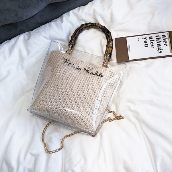 Small Handbag Transparent Women Hand Bags Chain Straw bag Lady Travel Beach Shoulder Cross Body Bag Holiday-in Shoulder Bags - Image 2