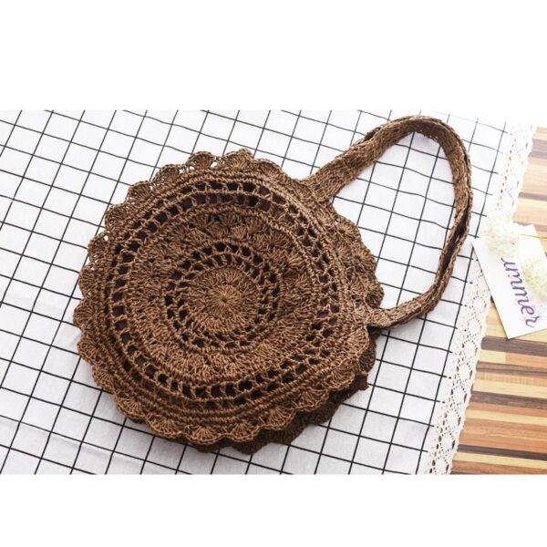Bohemian Straw Bags Vintage Rattan Bag Handmade Kintted Travel Bags - Image 4