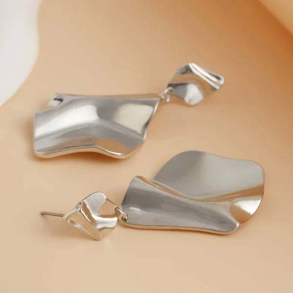 Ingemark Vintage Irregular Pleated Metal Drop Earring for Women Fashion Statement Goth Gold Color Piercing Earrings Jewelry Gift - Image 6