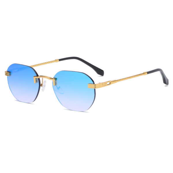 New Vintage Color Film Rimless Sunglasses For Men And Women Small Frame Street Hip-Hop Fashionable Sunglasses Trend Glasses - Image 10