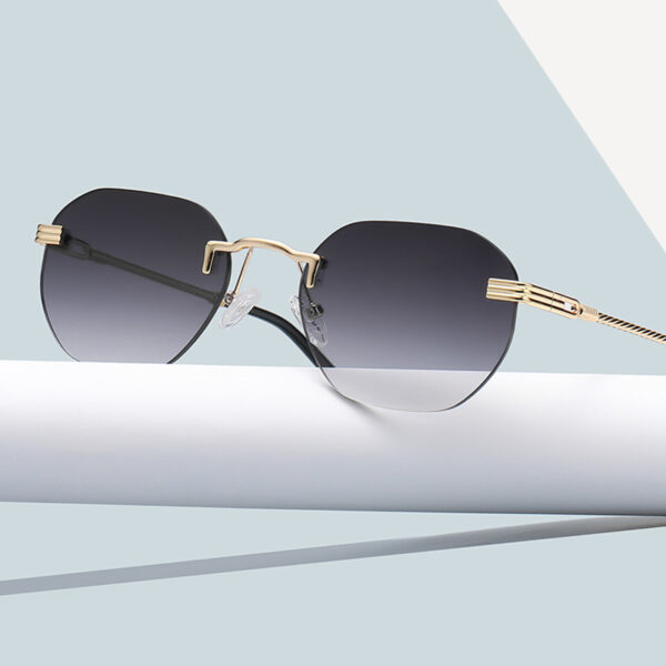 New Vintage Color Film Rimless Sunglasses For Men And Women Small Frame Street Hip-Hop Fashionable Sunglasses Trend Glasses - Image 3