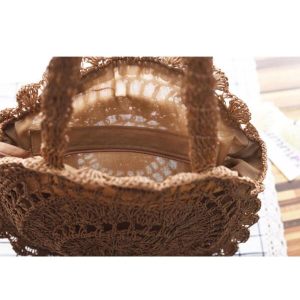Bohemian Straw Bags Vintage Rattan Bag Handmade Kintted Travel Bags - Image 2