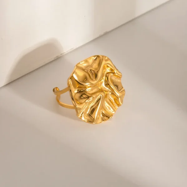 18K Gold-Plated Irregular Open Ring - Image 4
