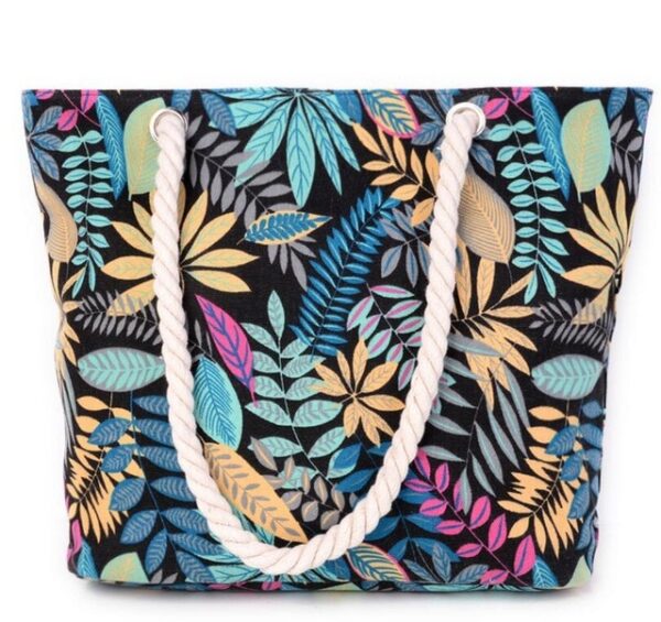 printing leaves shoulder bags cotton shoulder bags for girls large size beach bags shopping bags MN181 - Image 7