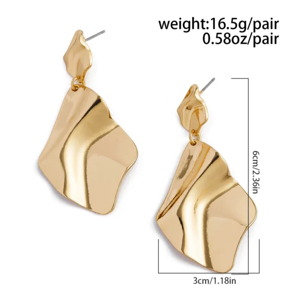 Ingemark Vintage Irregular Pleated Metal Drop Earring for Women Fashion Statement Goth Gold Color Piercing Earrings Jewelry Gift - Image 5