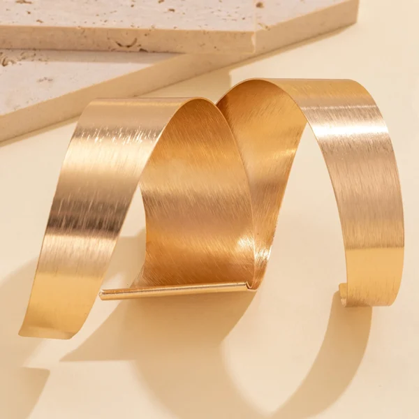 Ingemark Exaggerated Folding Surround Circle Open Cuff Bangles for Women Unique Gold Color Arm Bracelet Male Grunge Jewelry Gift - Image 5