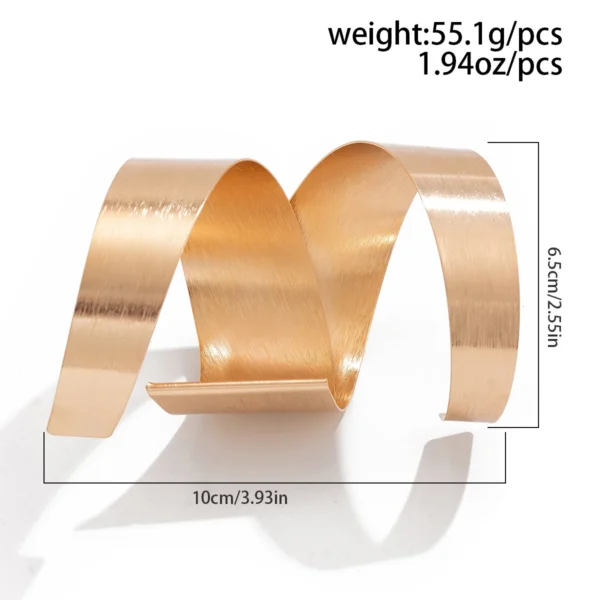 Ingemark Exaggerated Folding Surround Circle Open Cuff Bangles for Women Unique Gold Color Arm Bracelet Male Grunge Jewelry Gift - Image 4