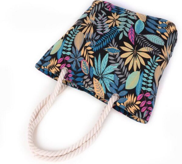 printing leaves shoulder bags cotton shoulder bags for girls large size beach bags shopping bags MN181 - Image 2
