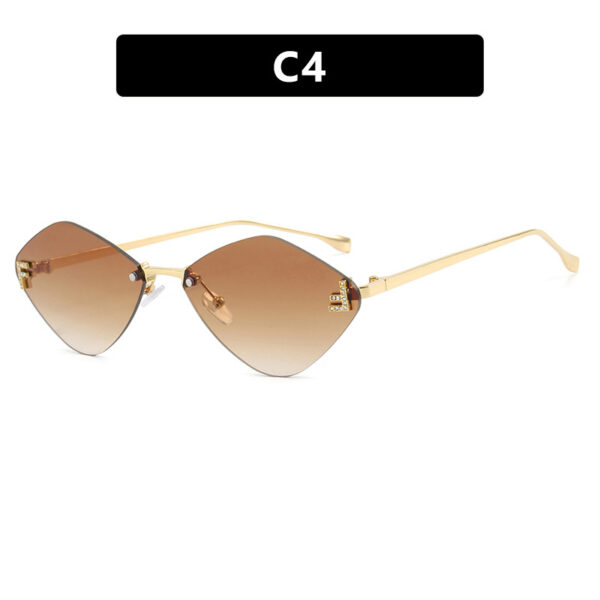 Frameless diamond shaped sunglasses with letter F for women's high-end and elegant sunglasses - Image 9