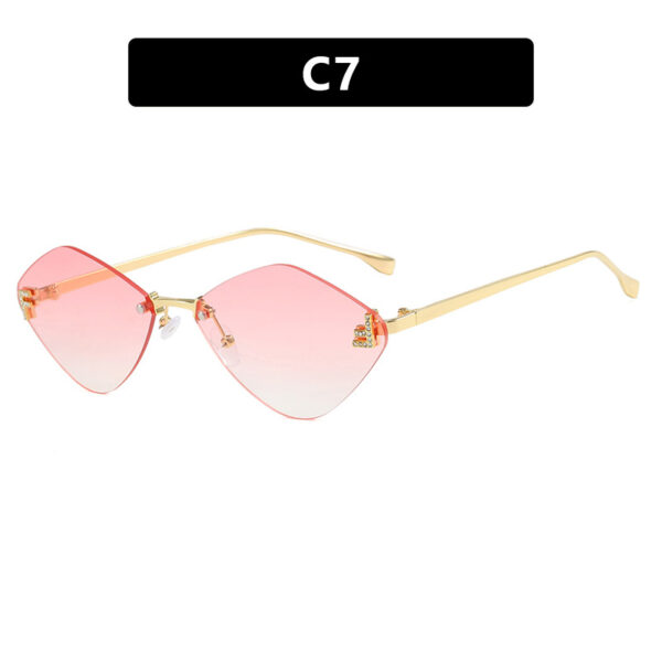 Frameless diamond shaped sunglasses with letter F for women's high-end and elegant sunglasses - Image 12