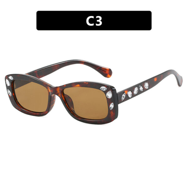 Square small frame diamond inlaid sunglasses, new high-end fashion show sunglasses, sunshade, plain face, internet celebrity sunglasses - Image 8