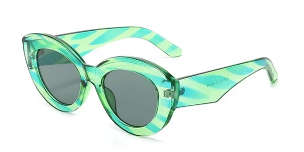 Popular Cat Eye Sunglasses Women Ins Fashion Oval Green Striped Sunglasses Lady Vintage Shades Eyewear Oculos Lunette De Soleil - Image 8