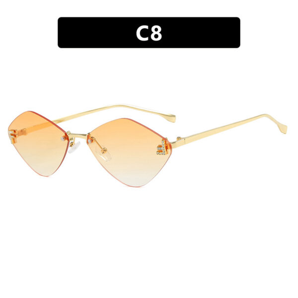 Frameless diamond shaped sunglasses with letter F for women's high-end and elegant sunglasses - Image 13