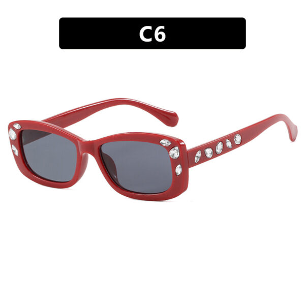 Square small frame diamond inlaid sunglasses, new high-end fashion show sunglasses, sunshade, plain face, internet celebrity sunglasses - Image 11