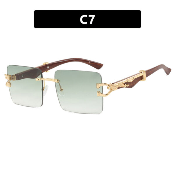 Wooden frameless square UV resistant high-end sunglasses, internet famous Instagram leopard slimming sunglasses - Image 12