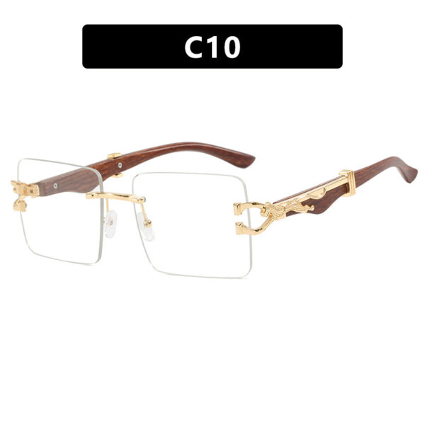 Wooden frameless square UV resistant high-end sunglasses, internet famous Instagram leopard slimming sunglasses - Image 15