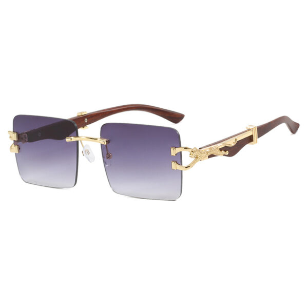 Wooden frameless square UV resistant high-end sunglasses, internet famous Instagram leopard slimming sunglasses - Image 3