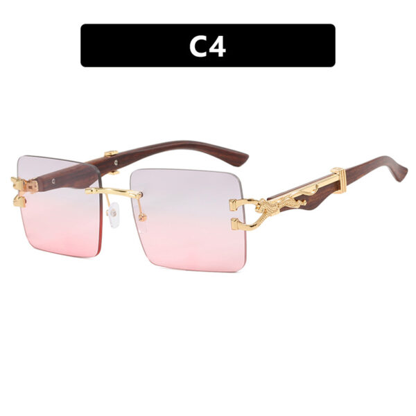 Wooden frameless square UV resistant high-end sunglasses, internet famous Instagram leopard slimming sunglasses - Image 9