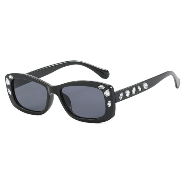 Square small frame diamond inlaid sunglasses, new high-end fashion show sunglasses, sunshade, plain face, internet celebrity sunglasses - Image 2