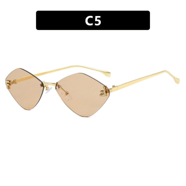 Frameless diamond shaped sunglasses with letter F for women's high-end and elegant sunglasses - Image 10