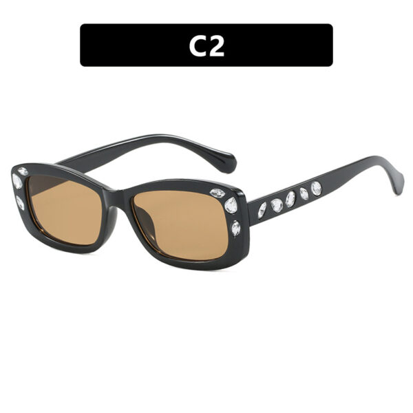 Square small frame diamond inlaid sunglasses, new high-end fashion show sunglasses, sunshade, plain face, internet celebrity sunglasses - Image 7