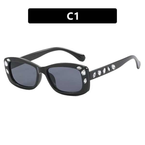 Square small frame diamond inlaid sunglasses, new high-end fashion show sunglasses, sunshade, plain face, internet celebrity sunglasses - Image 6