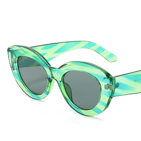 Popular Cat Eye Sunglasses Women Ins Fashion Oval Green Striped Sunglasses Lady Vintage Shades Eyewear Oculos Lunette De Soleil - Image 2