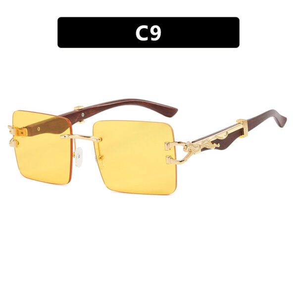 Wooden frameless square UV resistant high-end sunglasses, internet famous Instagram leopard slimming sunglasses - Image 14
