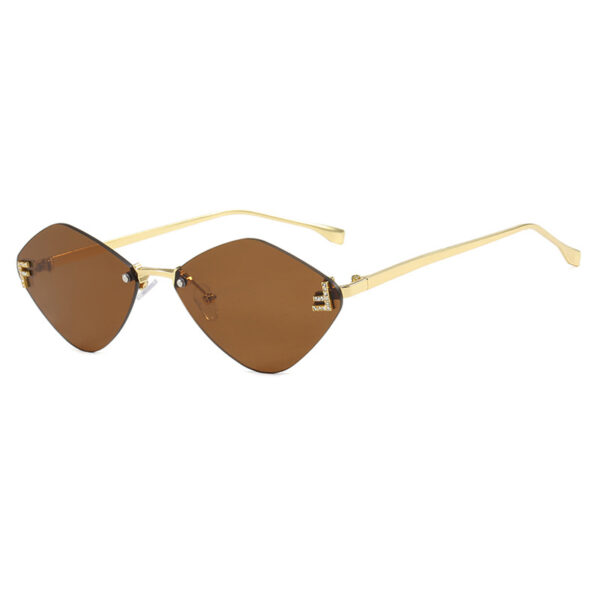 Frameless diamond shaped sunglasses with letter F for women's high-end and elegant sunglasses - Image 5