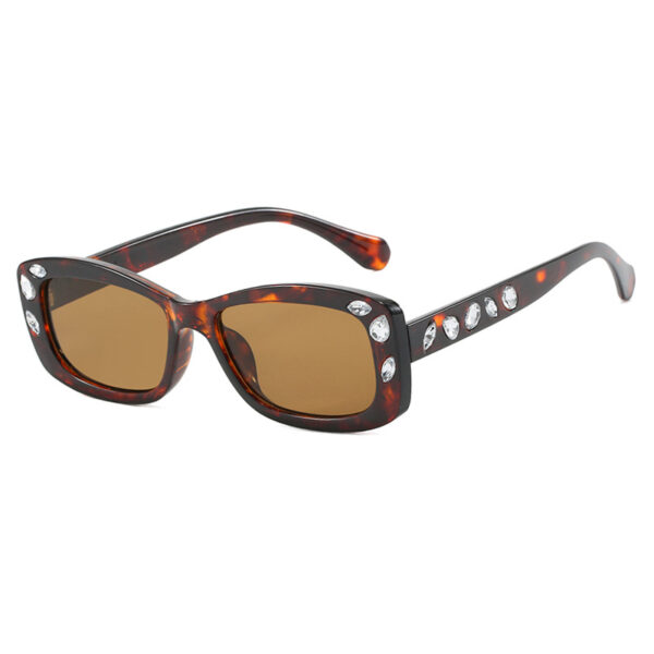 Square small frame diamond inlaid sunglasses, new high-end fashion show sunglasses, sunshade, plain face, internet celebrity sunglasses - Image 3