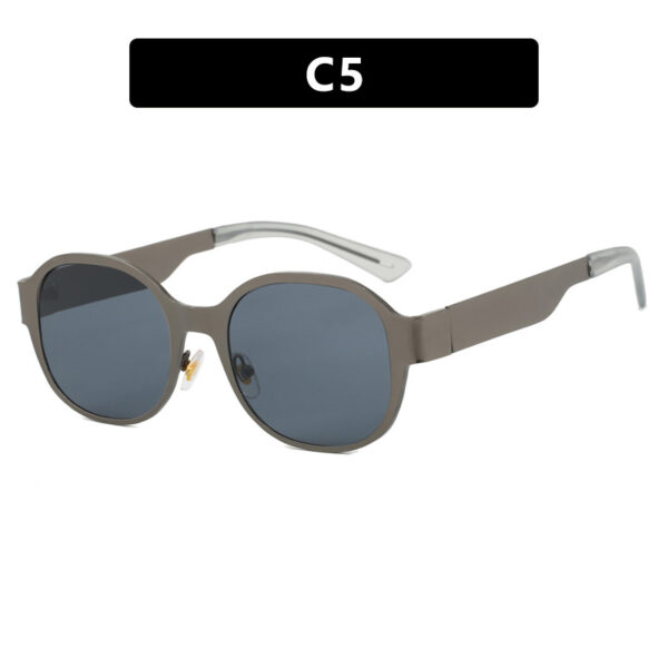 Ins textured metal retro concave shaped street photography sunglasses, trendy women's large frame round face personalized spicy girl sunglasses - Image 10