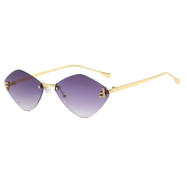 Frameless diamond shaped sunglasses with letter F for women's high-end and elegant sunglasses - Image 4