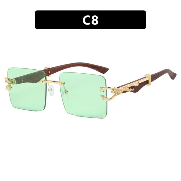 Wooden frameless square UV resistant high-end sunglasses, internet famous Instagram leopard slimming sunglasses - Image 13