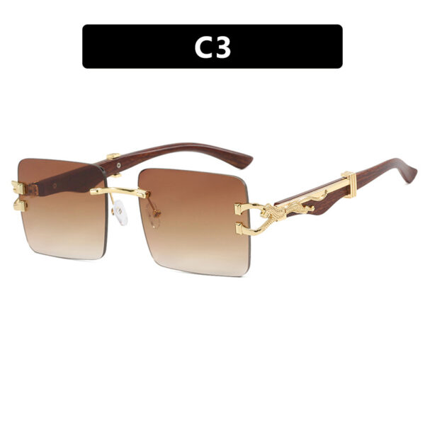 Wooden frameless square UV resistant high-end sunglasses, internet famous Instagram leopard slimming sunglasses - Image 8