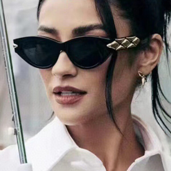 Triangle cat eye sunglasses for women, fashionable small frame sunglasses for street photography, modern retro sunglasses, high-end feel - Image 4