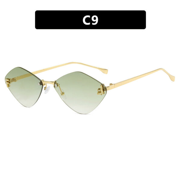 Frameless diamond shaped sunglasses with letter F for women's high-end and elegant sunglasses - Image 14