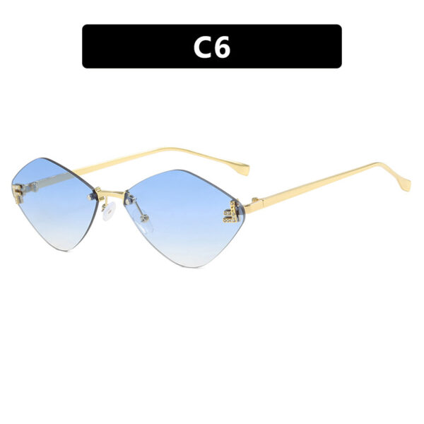 Frameless diamond shaped sunglasses with letter F for women's high-end and elegant sunglasses - Image 11