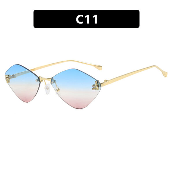Frameless diamond shaped sunglasses with letter F for women's high-end and elegant sunglasses - Image 16