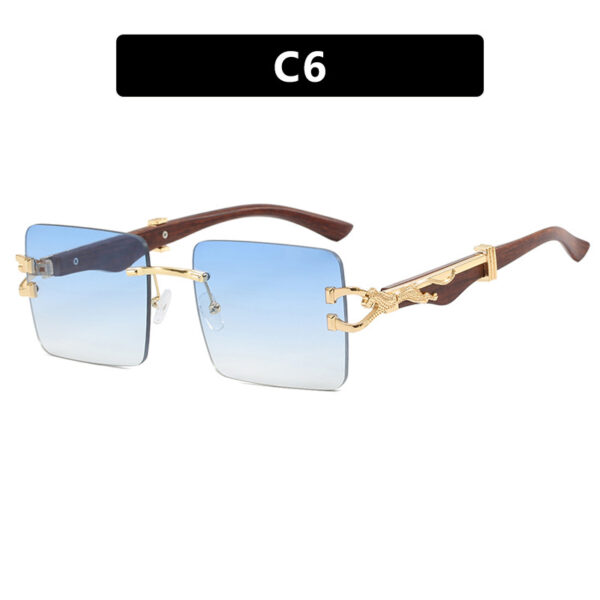 Wooden frameless square UV resistant high-end sunglasses, internet famous Instagram leopard slimming sunglasses - Image 11