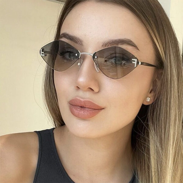 Frameless diamond shaped sunglasses with letter F for women's high-end and elegant sunglasses - Image 3