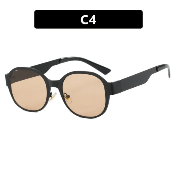 Ins textured metal retro concave shaped street photography sunglasses, trendy women's large frame round face personalized spicy girl sunglasses - Image 9