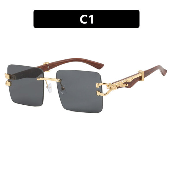 Wooden frameless square UV resistant high-end sunglasses, internet famous Instagram leopard slimming sunglasses - Image 6