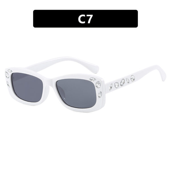 Square small frame diamond inlaid sunglasses, new high-end fashion show sunglasses, sunshade, plain face, internet celebrity sunglasses - Image 12