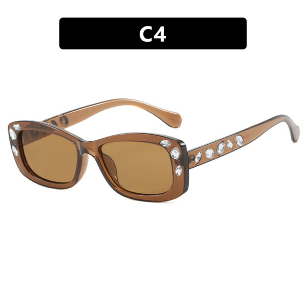 Square small frame diamond inlaid sunglasses, new high-end fashion show sunglasses, sunshade, plain face, internet celebrity sunglasses - Image 9