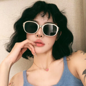 Ins textured metal retro concave shaped street photography sunglasses, trendy women's large frame round face personalized spicy girl sunglasses