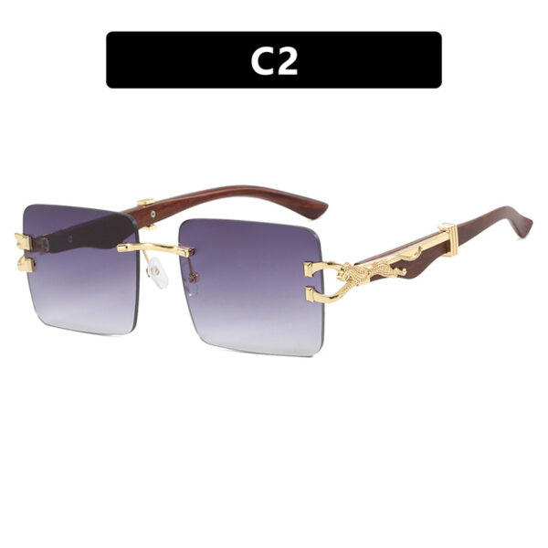 Wooden frameless square UV resistant high-end sunglasses, internet famous Instagram leopard slimming sunglasses - Image 7