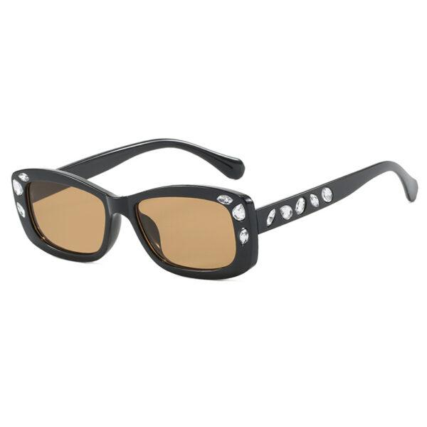 Square small frame diamond inlaid sunglasses, new high-end fashion show sunglasses, sunshade, plain face, internet celebrity sunglasses - Image 4