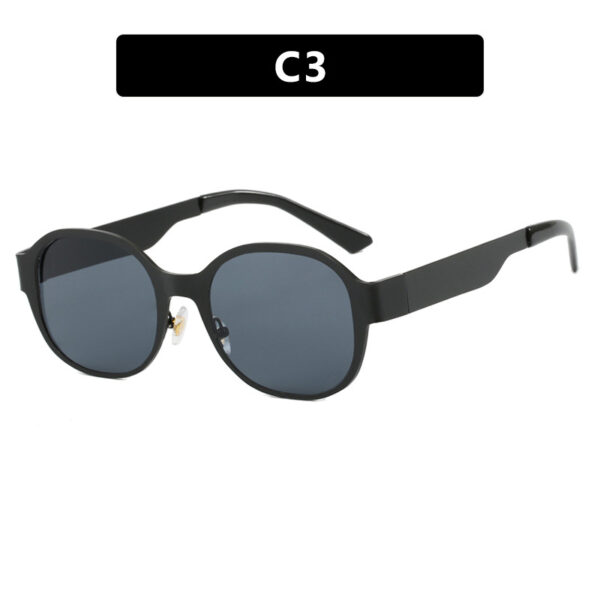 Ins textured metal retro concave shaped street photography sunglasses, trendy women's large frame round face personalized spicy girl sunglasses - Image 8